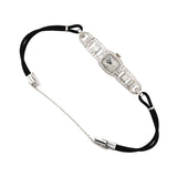 Elgin Diamond Rectangular Black Cord Watch