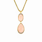 Coral & Diamond Drop Pendant Necklace