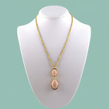Coral & Diamond Drop Pendant Necklace