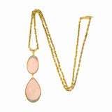 Coral & Diamond Drop Pendant Necklace