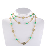 Chrysoprase & Diamond Beaded Long Necklace