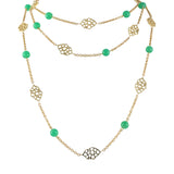 Chrysoprase & Diamond Beaded Long Necklace
