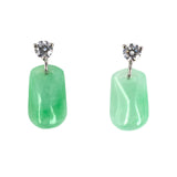 Green Jadeite Bean & Diamond Drop Earrings, Small