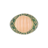 Cerro Carved Coral & Green Enamel Dome Ring