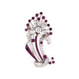 Oscar Heyman Diamond & Ruby Spray Clip Pin