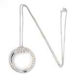 Art Deco Diamond & Sapphire Circle Wreath Pendant Necklace