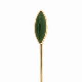 Green Nephrite Jade Navette-Shaped Stick Pin
