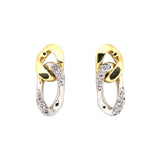 Diamond, Yellow & White Gold Curb Link Earrings