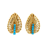Gold & Turquoise Leaf Earrings