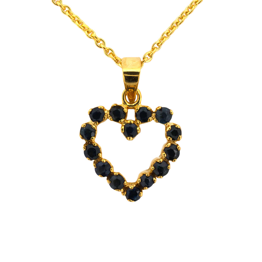 Sapphire Open Heart Pendant Necklace