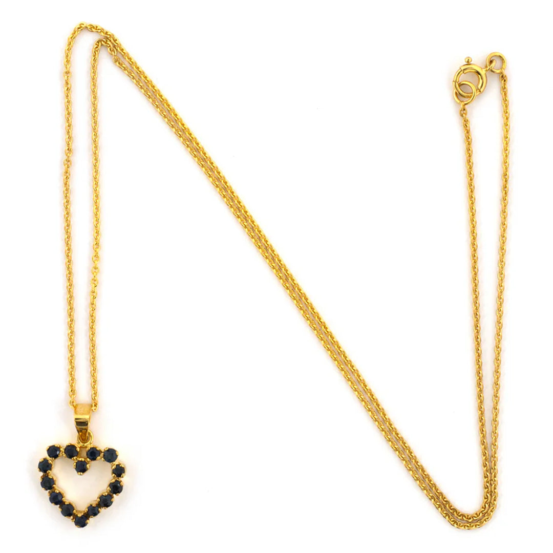 Sapphire Open Heart Pendant Necklace