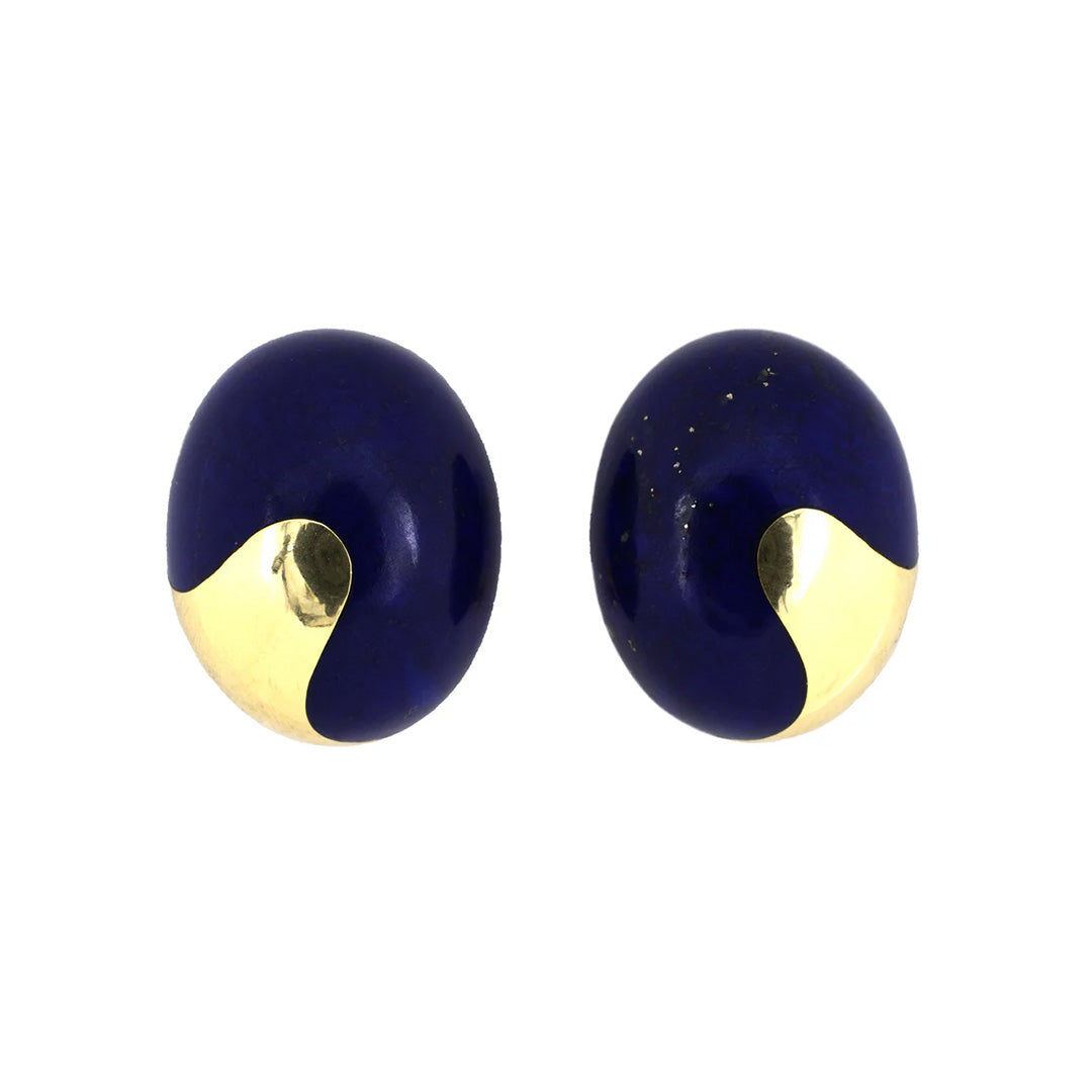 Tiffany Lapis Domed Oval Earrings
