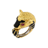Webb Ruby & Black Enamel Bull's Head Ring