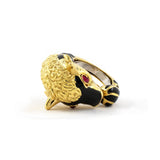 Webb Ruby & Black Enamel Bull's Head Ring