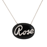 Diamond & Black Onyx 'Rose' Nameplate Pendant Necklace