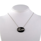 Diamond & Black Onyx 'Rose' Nameplate Pendant Necklace