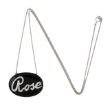 Diamond & Black Onyx 'Rose' Nameplate Pendant Necklace