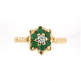 Diamond & Emerald Cluster Flower Twisted Wire Ring