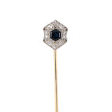 Edwardian Sapphire & Diamond Hexagonal Stick Pin