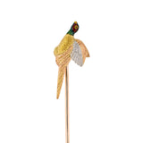 Victorian Tri-Color Gold & Enamel Pheasant Stick Pin