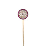 Edwardian Diamond & Ruby Openwork Starburst Stick Pin