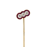 Edwardian Diamond & Ruby 3-Stone Stick Pin