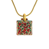 India Enamel Bird & Flower Pendant Necklace