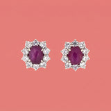 Star Ruby & Diamond Cluster Earrings