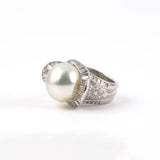 South Sea Pearl & Diamond Swirl Ring