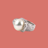 South Sea Pearl & Diamond Swirl Ring