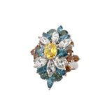 Multicolor Diamond Cluster Cocktail Ring