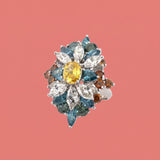Multicolor Diamond Cluster Cocktail Ring