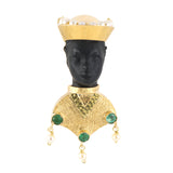 Blackamoor Pearl & Emerald Pin