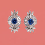 Sapphire & Diamond Tiered Cluster Earrings