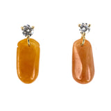 Yellow/Red Jadeite & Diamond Briolette Drop Earrings