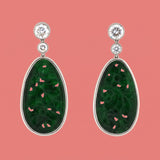 Cerro Carved Jadeite & Diamond Drop Earrings