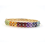 Rainbow Multi-Gemstone Hinged Bangle