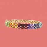 Rainbow Multi-Gemstone Hinged Bangle