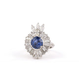 Sapphire & Diamond Tiered Cluster Dinner Ring