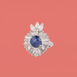 Sapphire & Diamond Tiered Cluster Dinner Ring