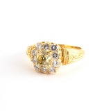 Brownish Yellow Diamond Carved Shoulder Antique-Style Ring