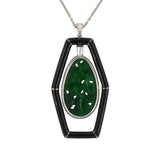 Cerro Diamond, Green Jadeite & Enamel Hexagonal Pendant Necklace