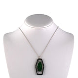 Cerro Diamond, Green Jadeite & Enamel Hexagonal Pendant Necklace
