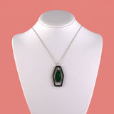 Cerro Diamond, Green Jadeite & Enamel Hexagonal Pendant Necklace