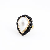 Maz Mabé Pearl & Onyx Tiered Cocktail Ring