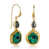 Sliced Trapiche Emerald & Black Diamond Earrings