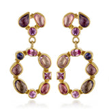 Pink Sapphire Mosaic Drop Earrings