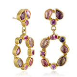 Pink Sapphire Mosaic Drop Earrings