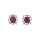 Star Ruby & Diamond Cluster Earrings