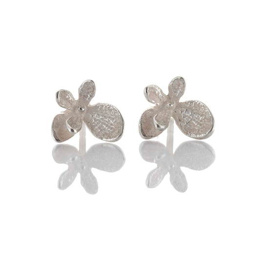 John Iversen Petite Silver Hydrangea Stud Earrings
